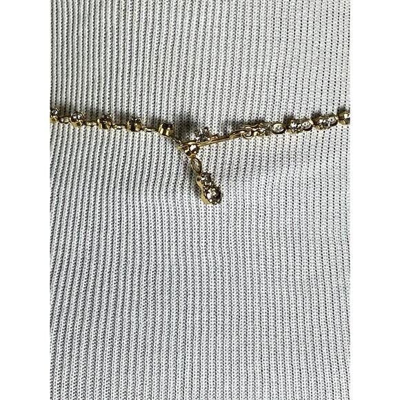 Vintage Faux Pearl & Rhinestones Filigree GoldTone 3 Layered Bib Choker Necklace - Picture 6 of 6